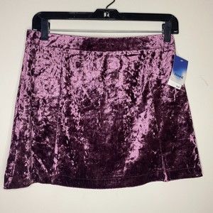 NWT Nordstrom Abound Purple Crushed Velvet Mini Skirt Size M